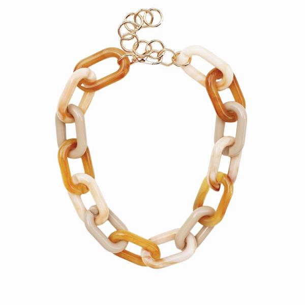 MARBLE PATTERN OVAL LINK NECKLACE
