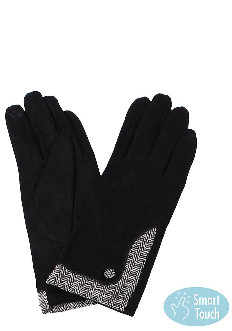 TWO TONE TEXTURED SMART TOUCH GLOVES