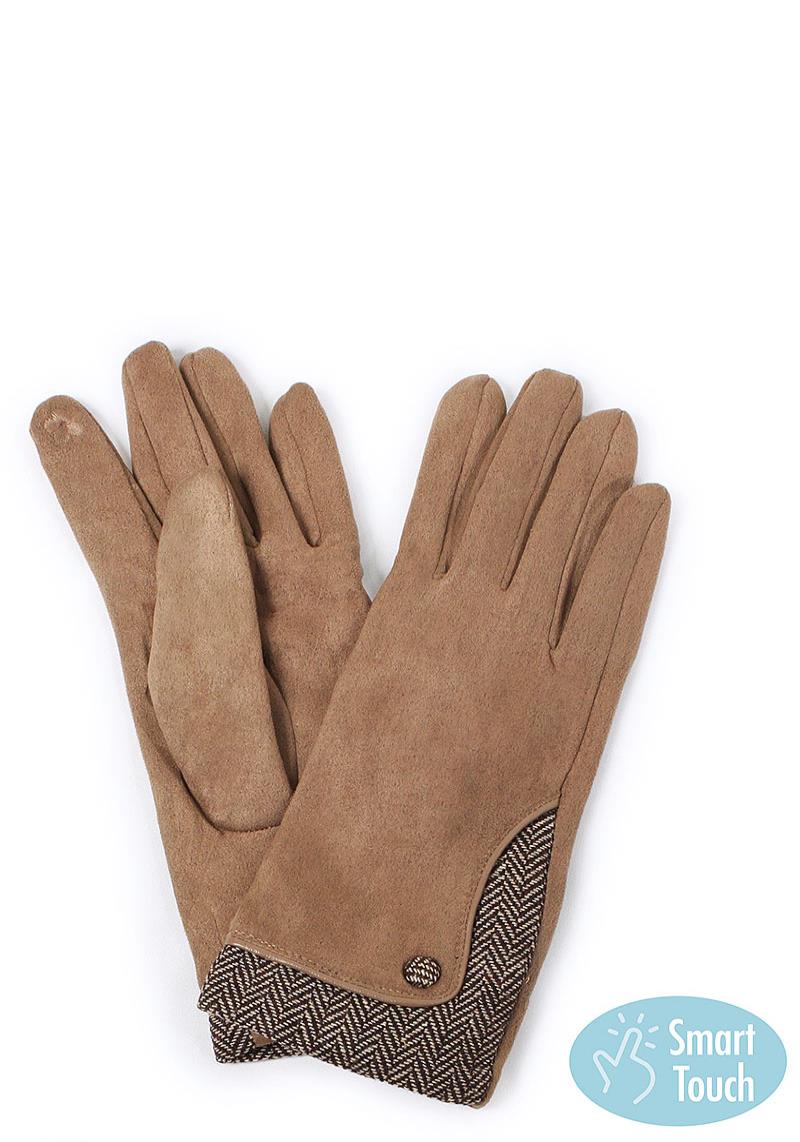 TWO TONE TEXTURED SMART TOUCH GLOVES