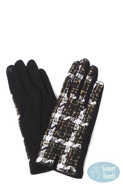 STYLISH FASHION CHECK TEXTURED SMART TOUCH GLOVES