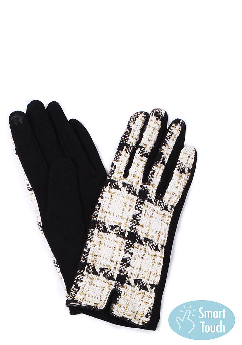 STYLISH FASHION CHECK TEXTURED SMART TOUCH GLOVES