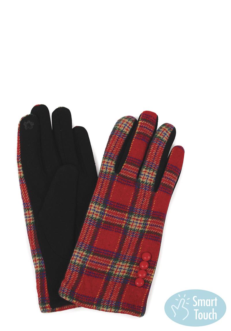 FASHION CHENILLE CHECK PATTERN SMART TOUCH GLOVES