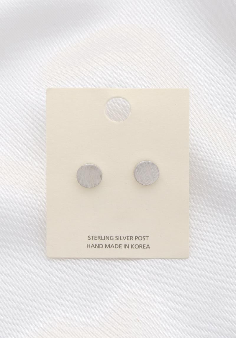 METAL DISC BRUSH METAL STUD EARRING