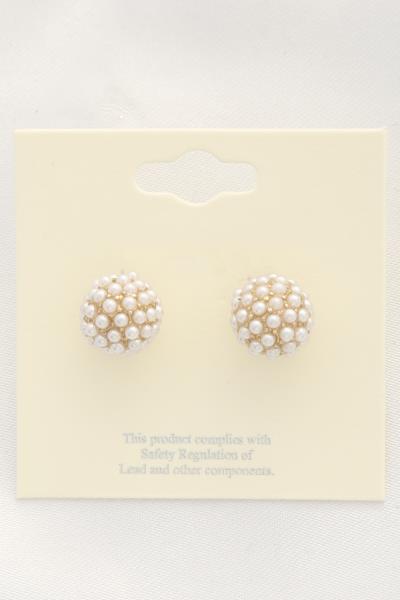 PEARL BEAD BALL EARRING