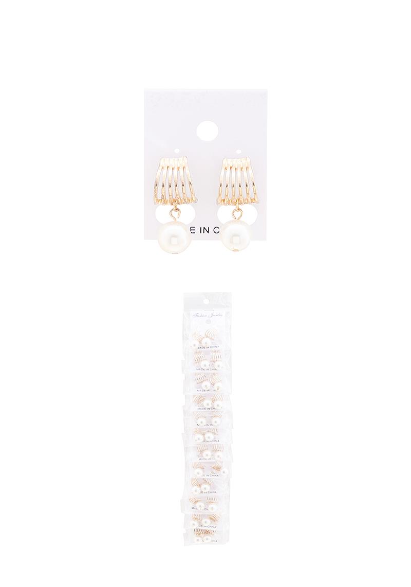 FASHION METAL PEARL METAL DESIGN EARRING 12 PCS