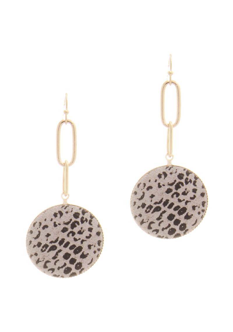 CHAIN DROP ROUND METAL HOOK EARRING
