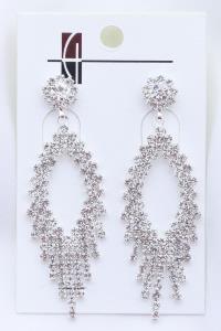 POINTED OVAL RHINESTONE DANGLE EARRING