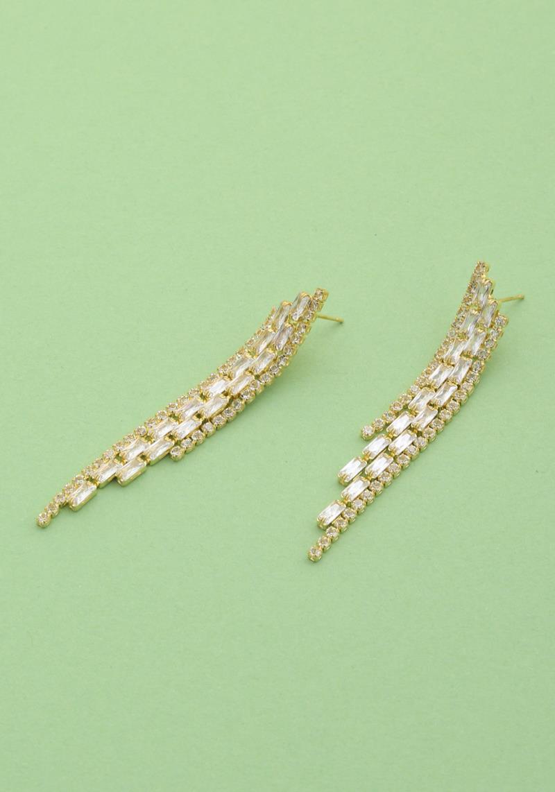 RECTANGLE RHINESTONE BRIDAL EARRING