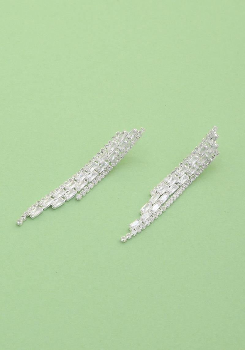 RECTANGLE RHINESTONE BRIDAL EARRING