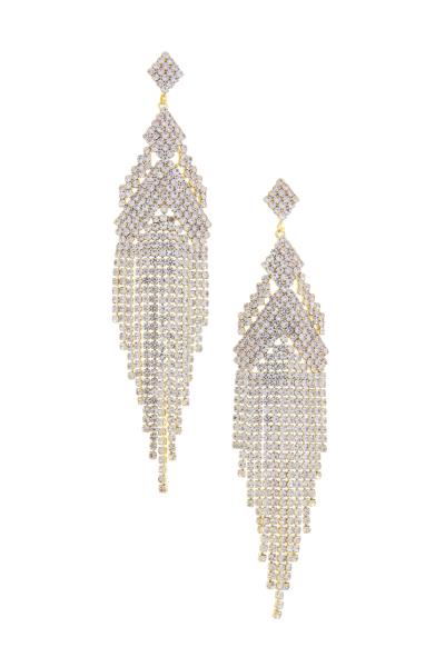 RHOMBUS SHAPE RHINESTONE EARRING