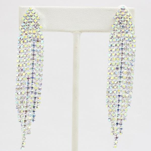 RHINESTONE DANGLE BRIDAL CLIP ON EARRING