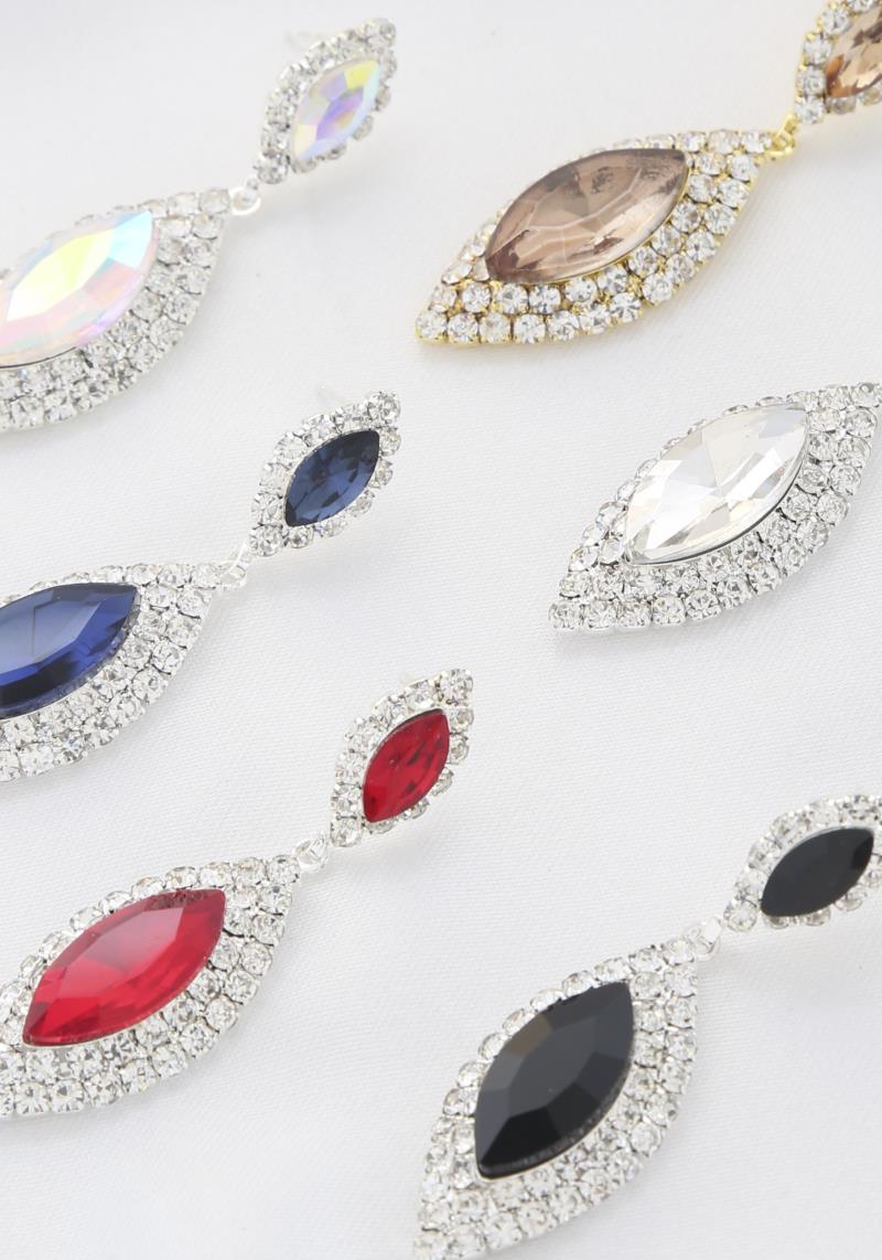 DOUBLE MARQUISE RHINESTONE DANGLE EARRING