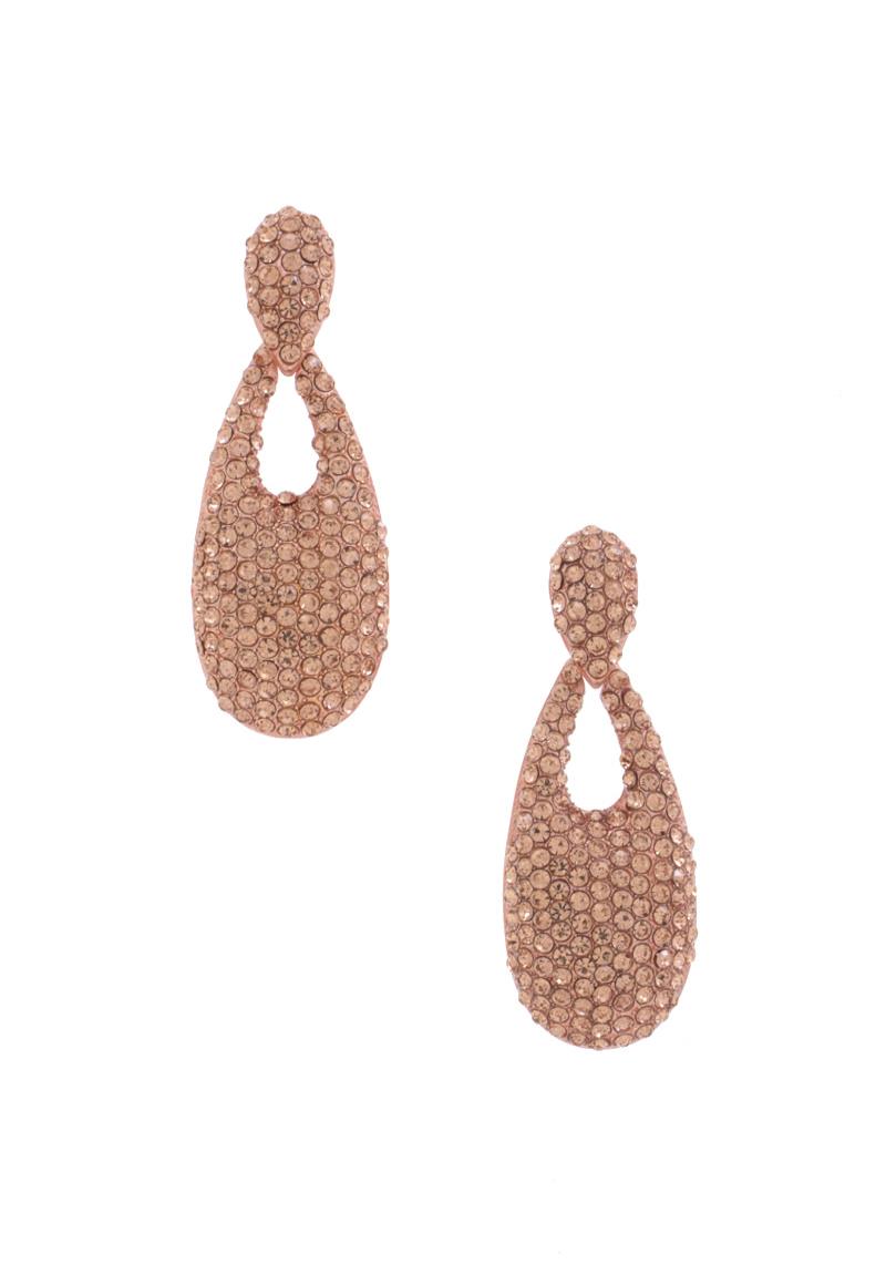 LONG TEARDROP RHINESTONE POST EARRING