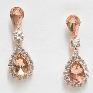 DOUBLE TEARDROP RHINESTONE DANGLE EARRING