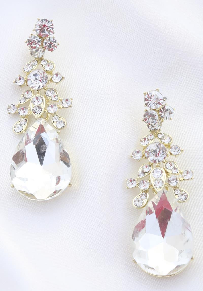 TEARDROP RHINESTONE DANGLE EARRING