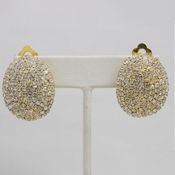 OVAL RHINESTONE CLIP EARRING