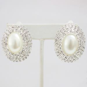 OVAL RHINESTONE CLIP EARRING