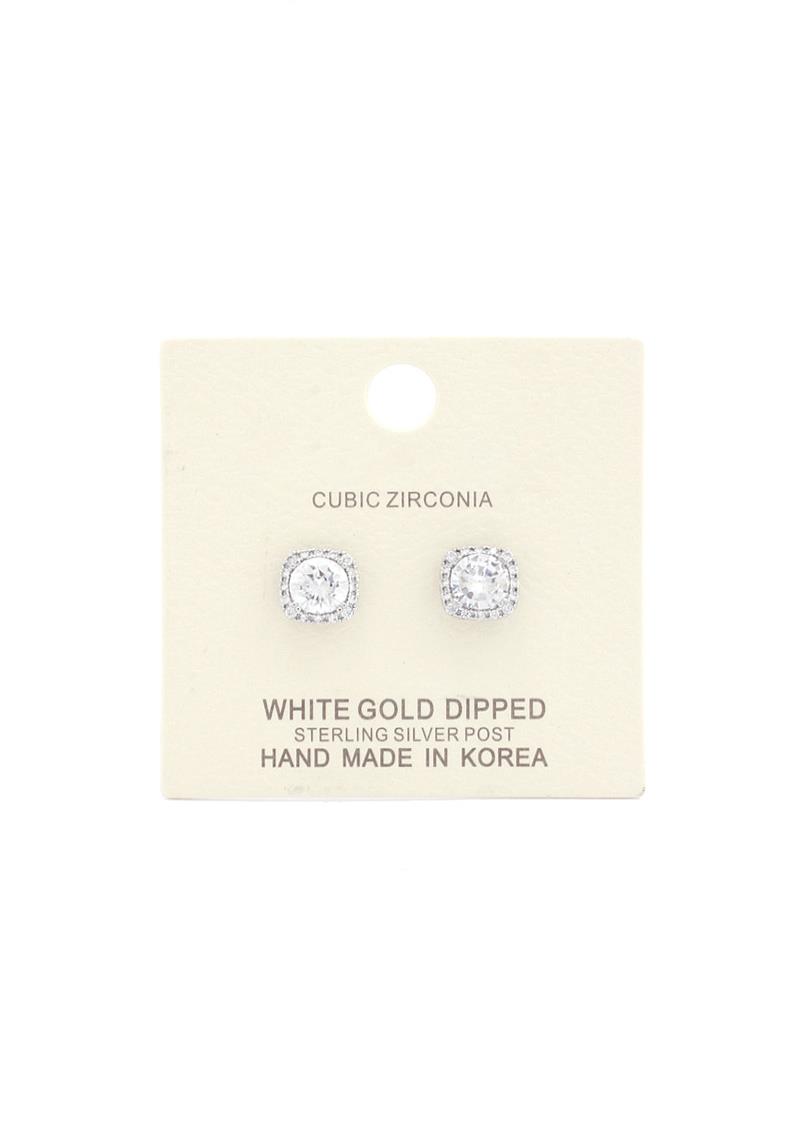 SQUARE CUBIC ZIRCONIA GOLD DIPPED EARRING