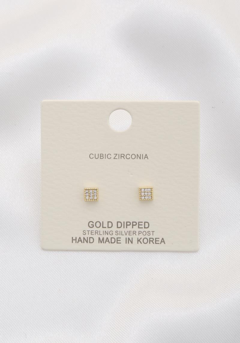 DAINTY SQUARE CRYSTAL STUD EARRING