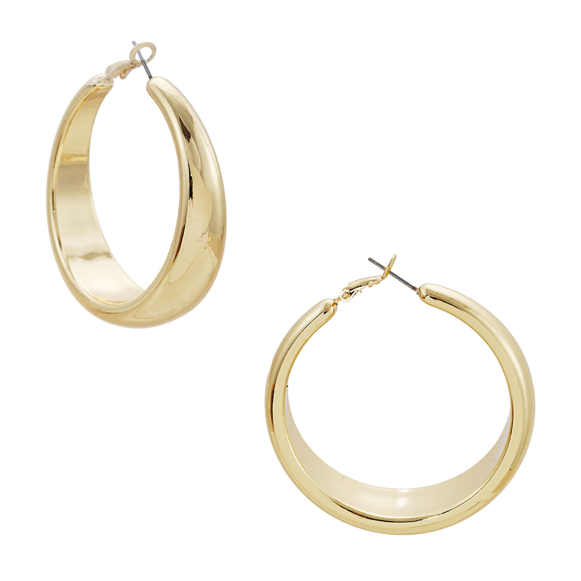 PUFFY WIDE METAL HOOP EARRING