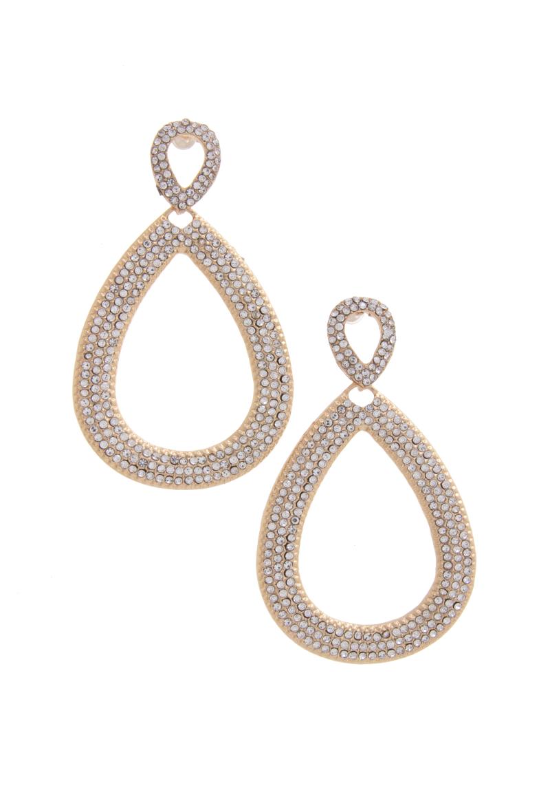 TEARDROP RHINESTONE DANGLE EARRING