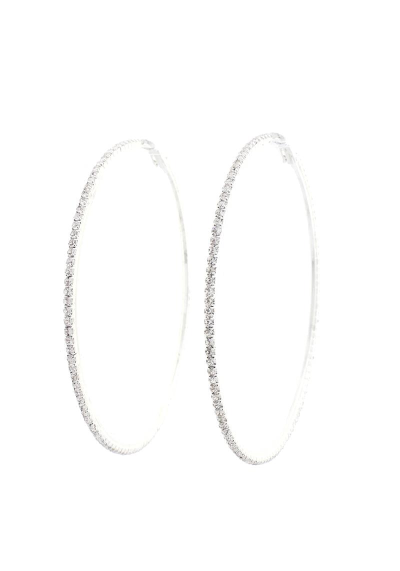 BASIC RHINESTONE HOOP EARRING