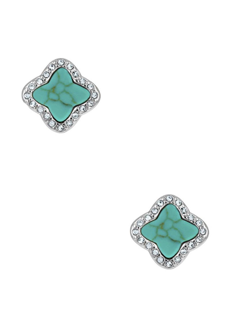 CUBIC ZIRCONIA MARBLING STONE STUD EARRING