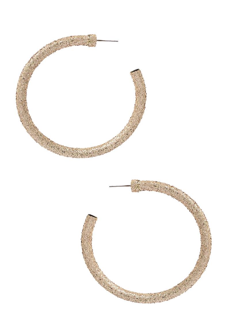 GLITTER EDGE OPEN HOOP EARRING