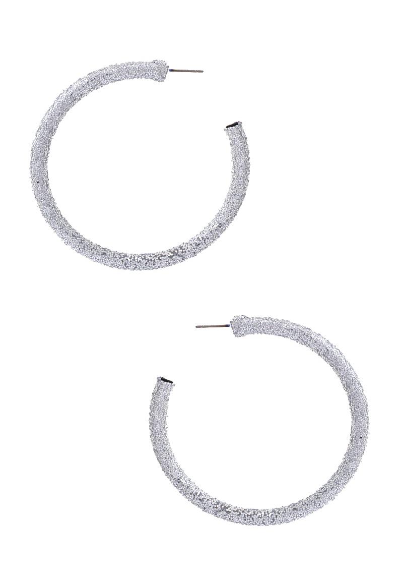 GLITTER EDGE OPEN HOOP EARRING