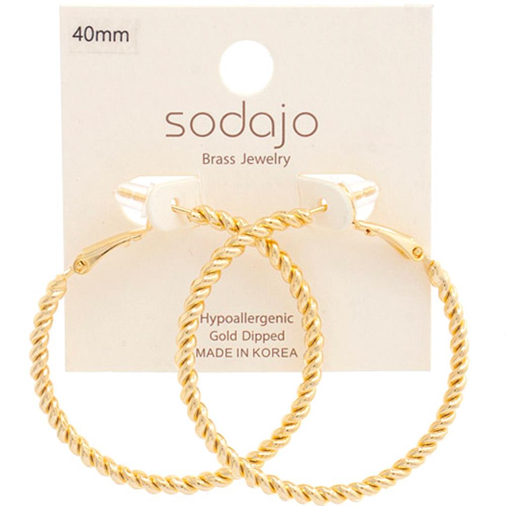 SODAJO TWISTED METAL GOLD DIPPED HOOP EARRING