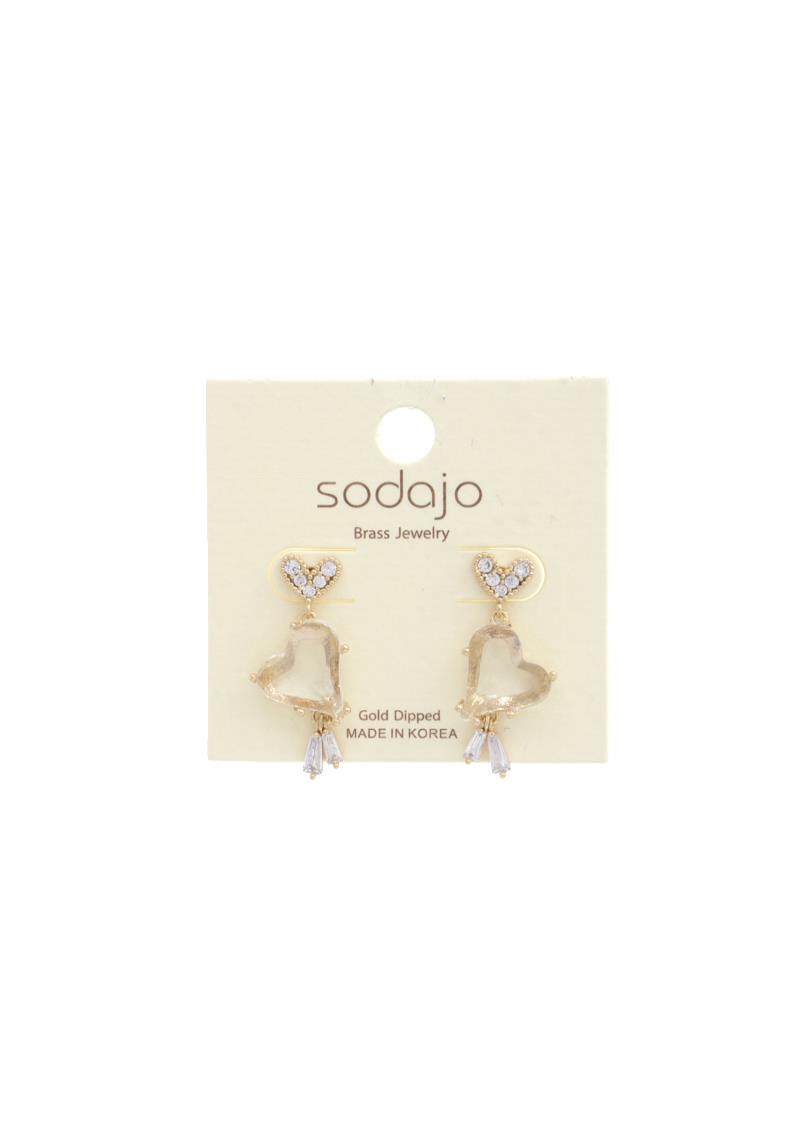 SODAJO DOUBLE HEART DANGLE EARRING
