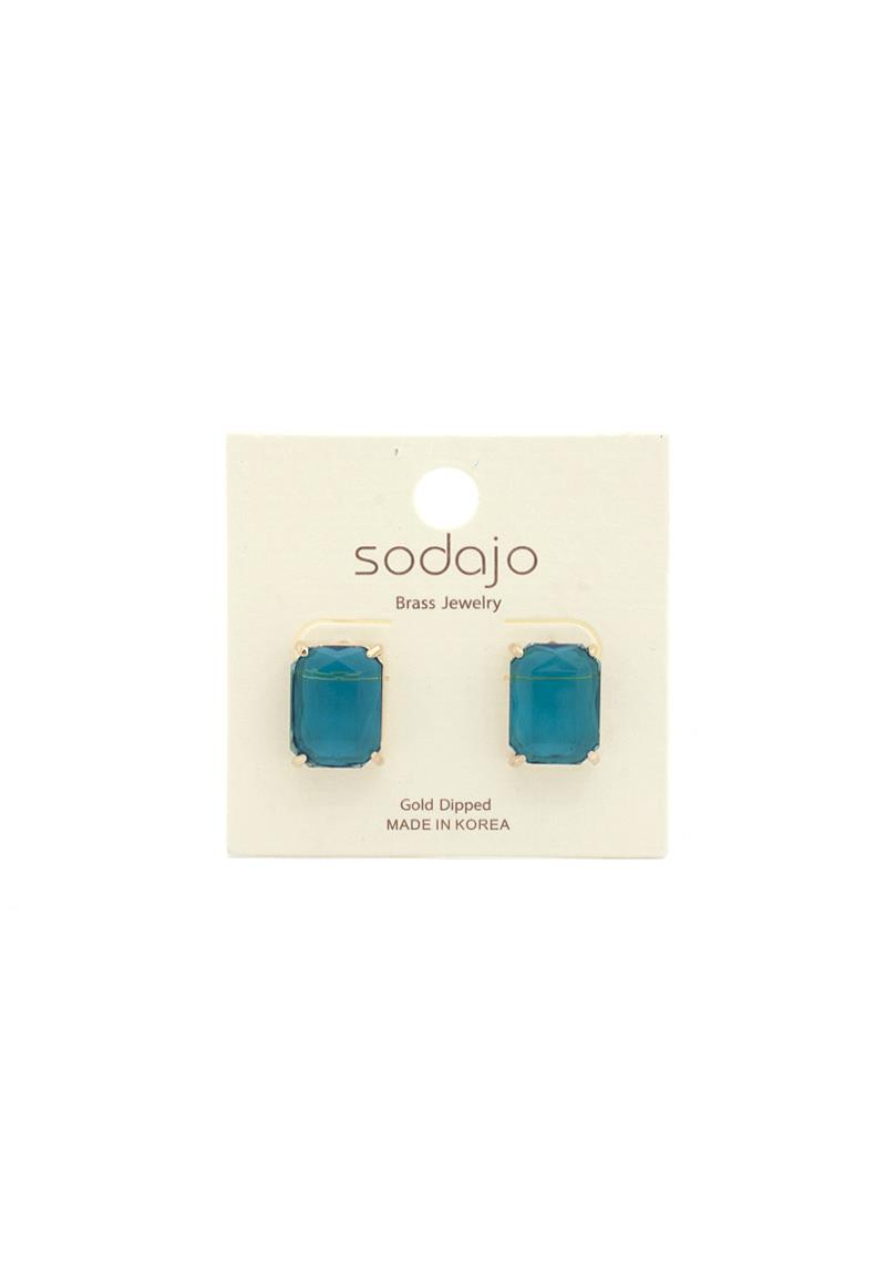 SODAJO RECTANGLE TRANSPARENT GOLD DIPPED EARRING