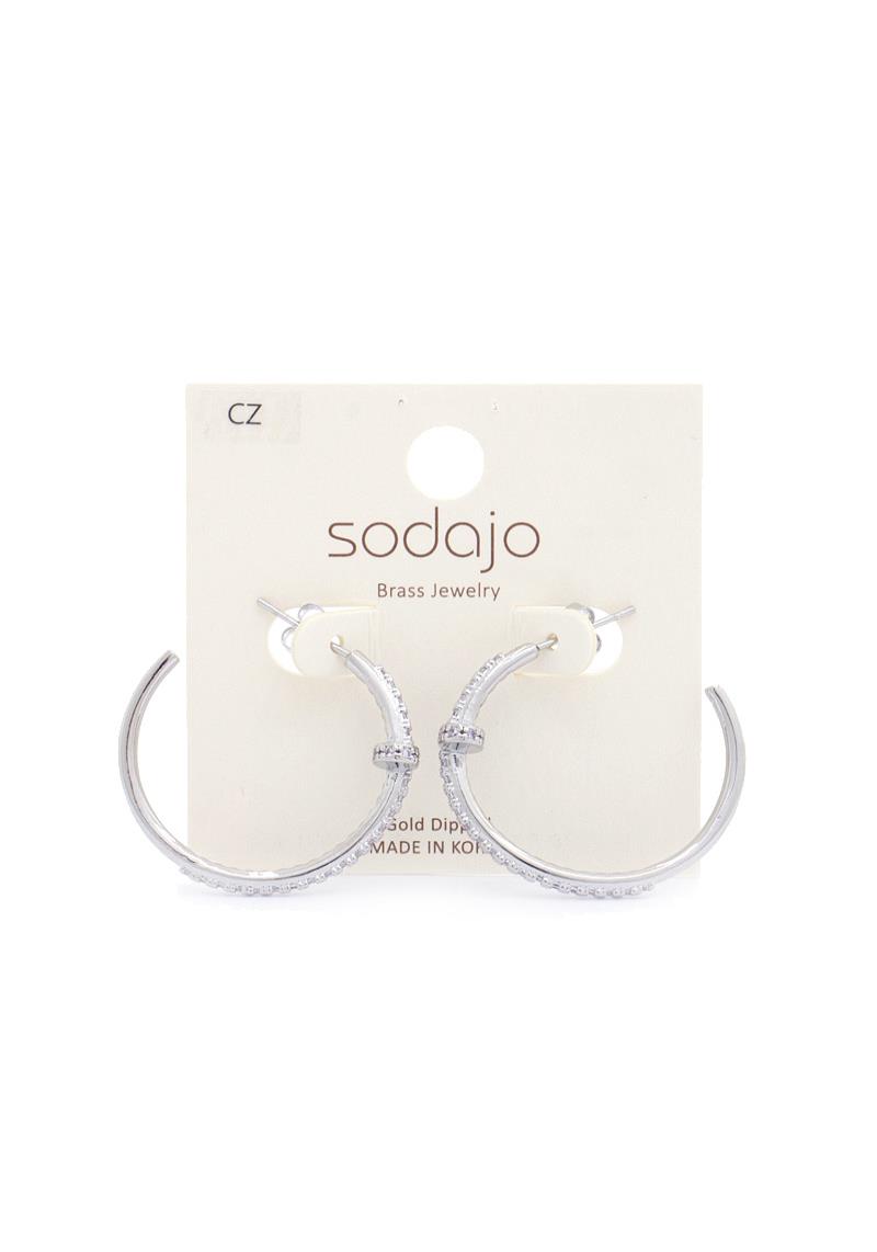SODAJO RHINESTONE EDGE OPEN CIRCLE EARRING