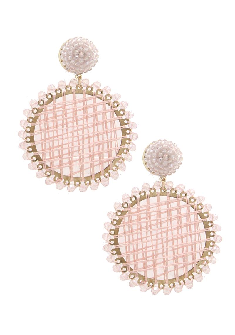 CRISS CROSS THREAD BEADED EARRING