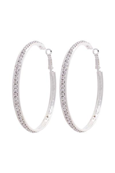 RHINESTONE EDGE METAL HOOP EARRING
