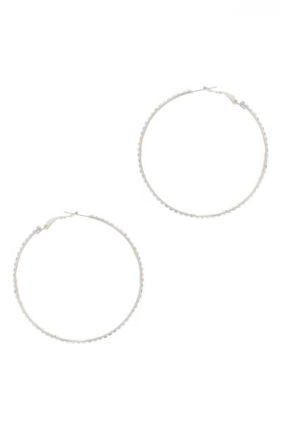 BASIC RHINESTONE HOOP EARRING