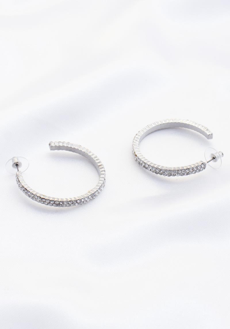 RHINESTONE EDGE OPEN HOOP EARRING