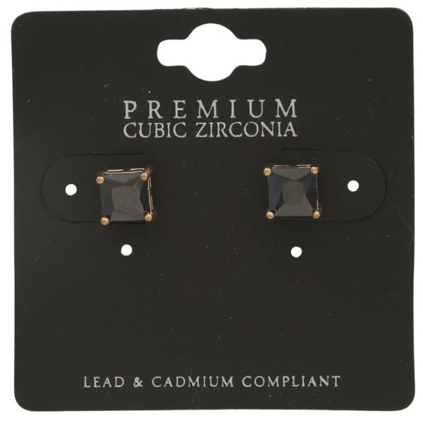 6MM SQUARE CRYSTAL STUD EARRING