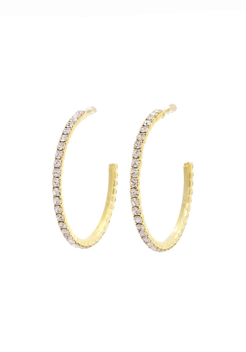 RHINESTONE EDGE OPEN CIRCLE EARRING