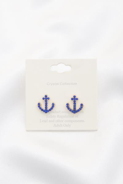 ANCHOR RHINESTONE STUD EARRING