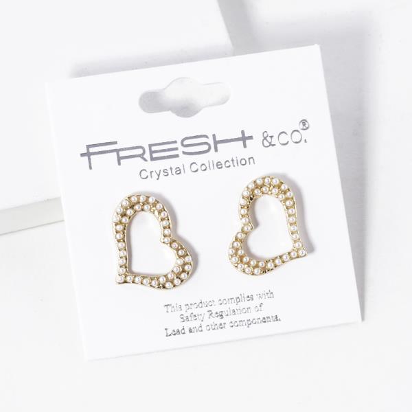 CUT OUT HEART RHINESTONE POST EARRING