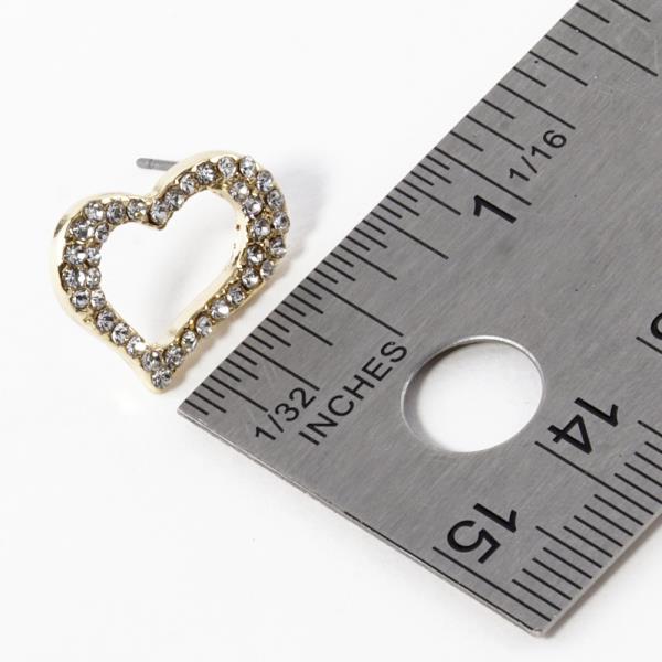 CUT OUT HEART RHINESTONE POST EARRING