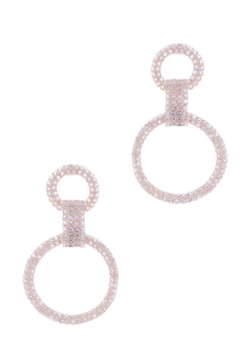 RHINESTONE ROUND DANGLE EARRING