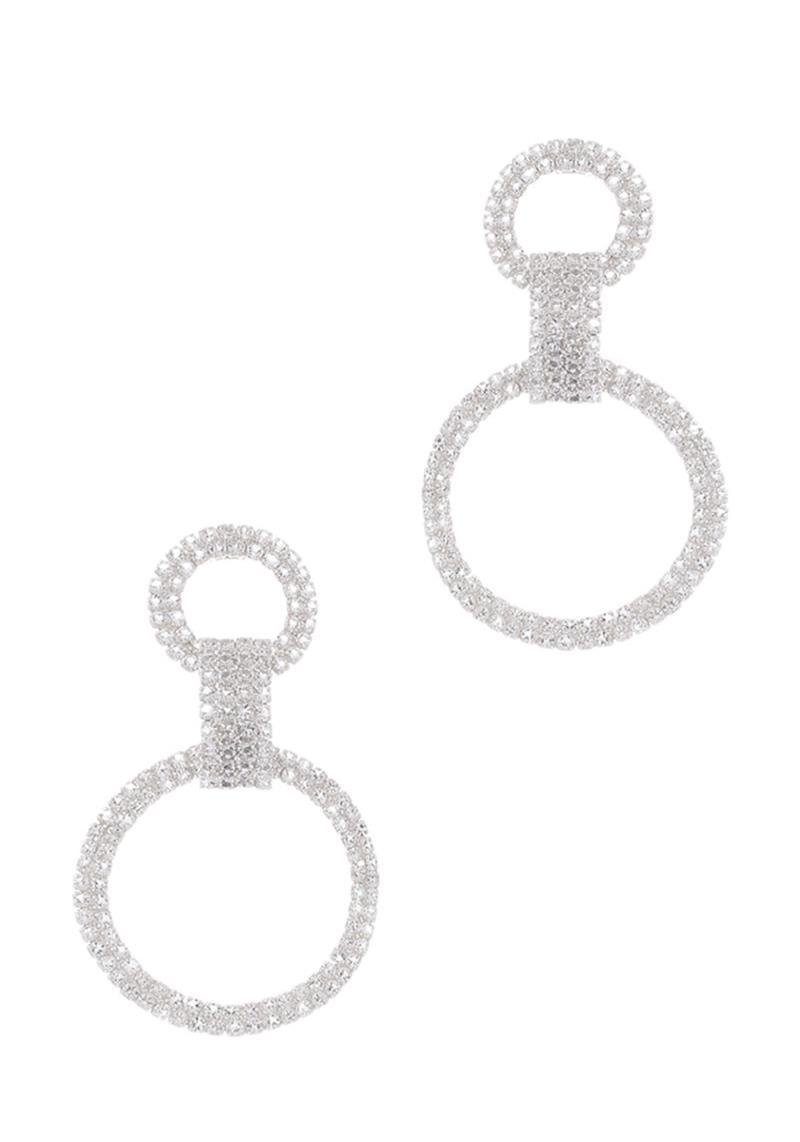 RHINESTONE ROUND DANGLE EARRING