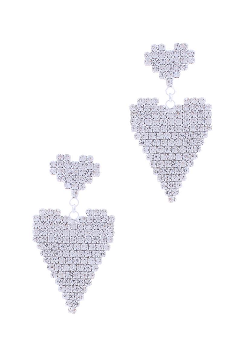 RHINESTONE HEART DANGLE EARRING