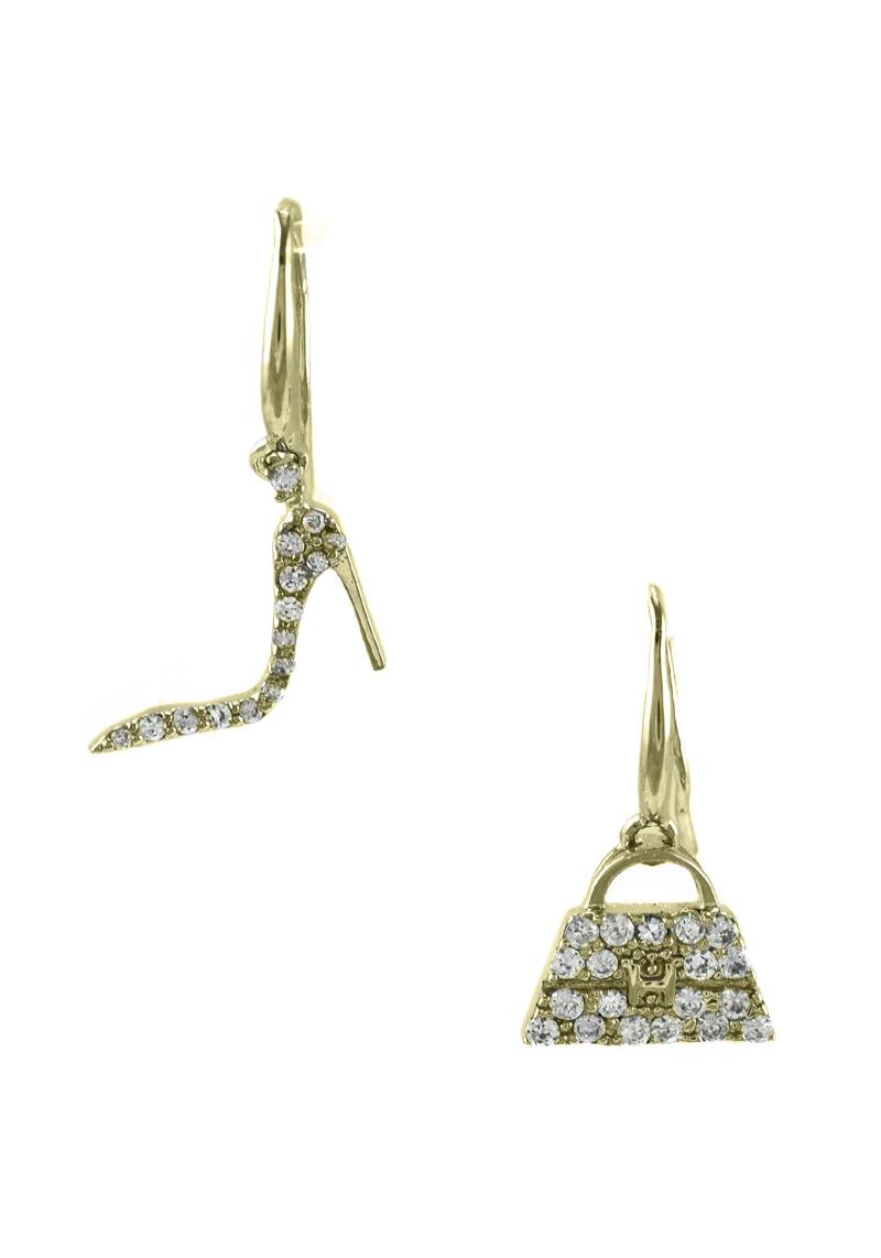 METAL HEEL & BAG DANGLE HOOP EARRING
