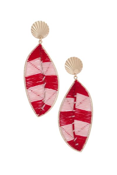 TWO TONE THREAD LEAF SHAPE EARRING