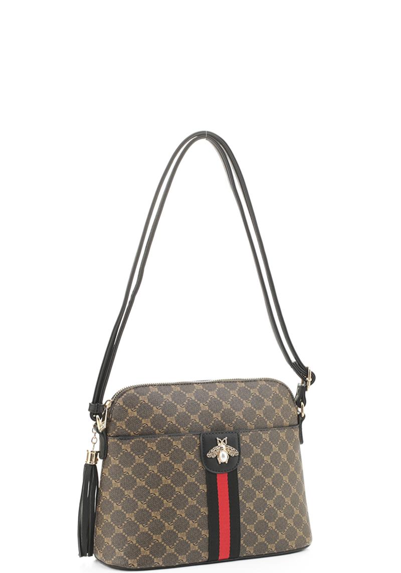 FASHION PATTERN MONOGRAM DESIGN STRIPE BUG CROSSBODY BAG