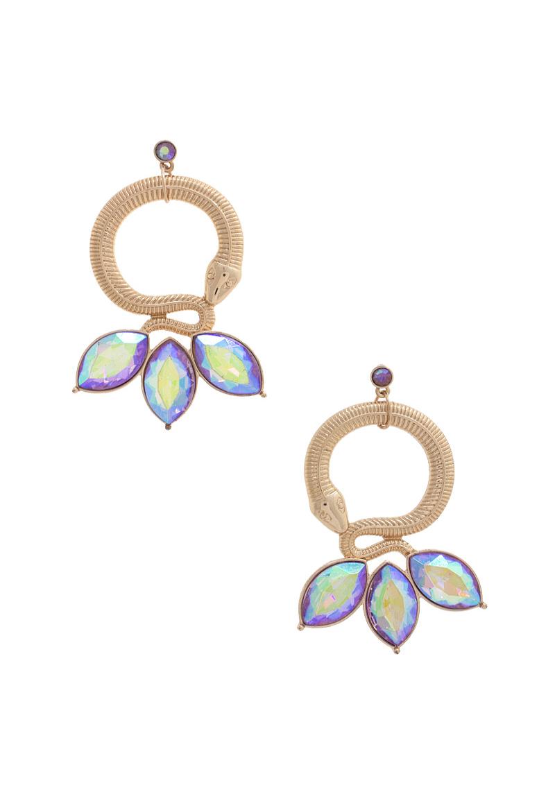 SNAKE MARQUISE SHAPE RHINESONE EARRING