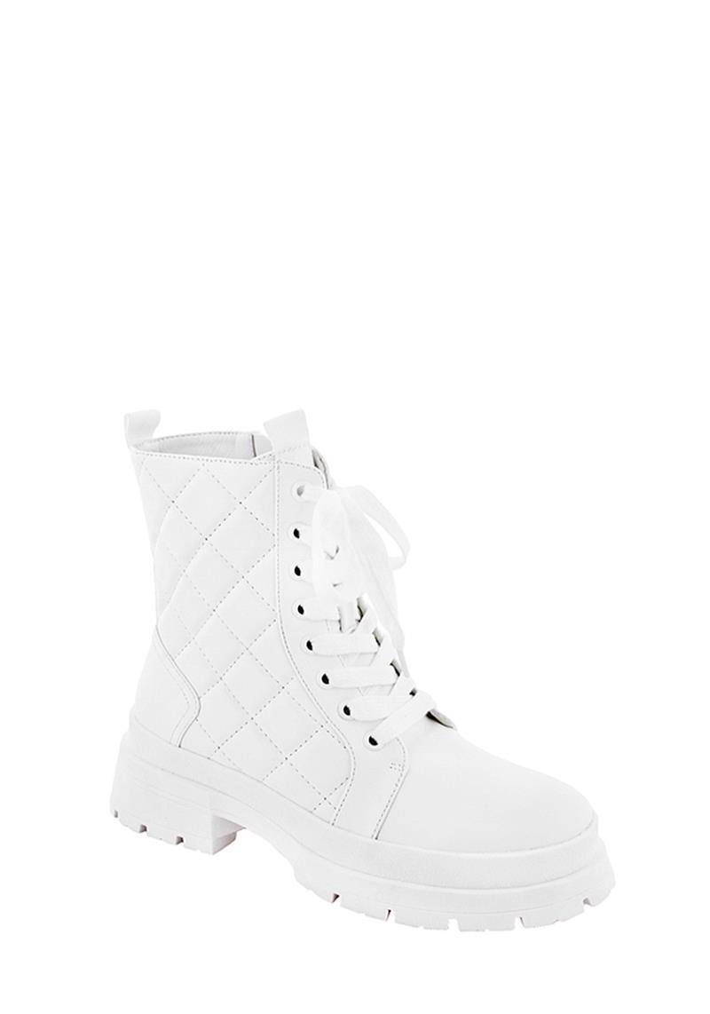 FASHION QUILTED SMOOTH PLAIN LACE BOOTS